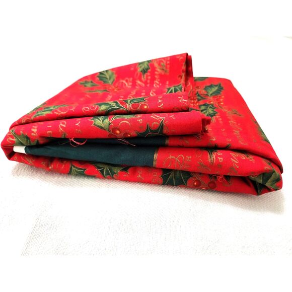 Vtg. 2000 Alexander Henry Happy Holidays Christmas Holly Cotton Fabric 3.4 Yds. - Picture 2 of 7